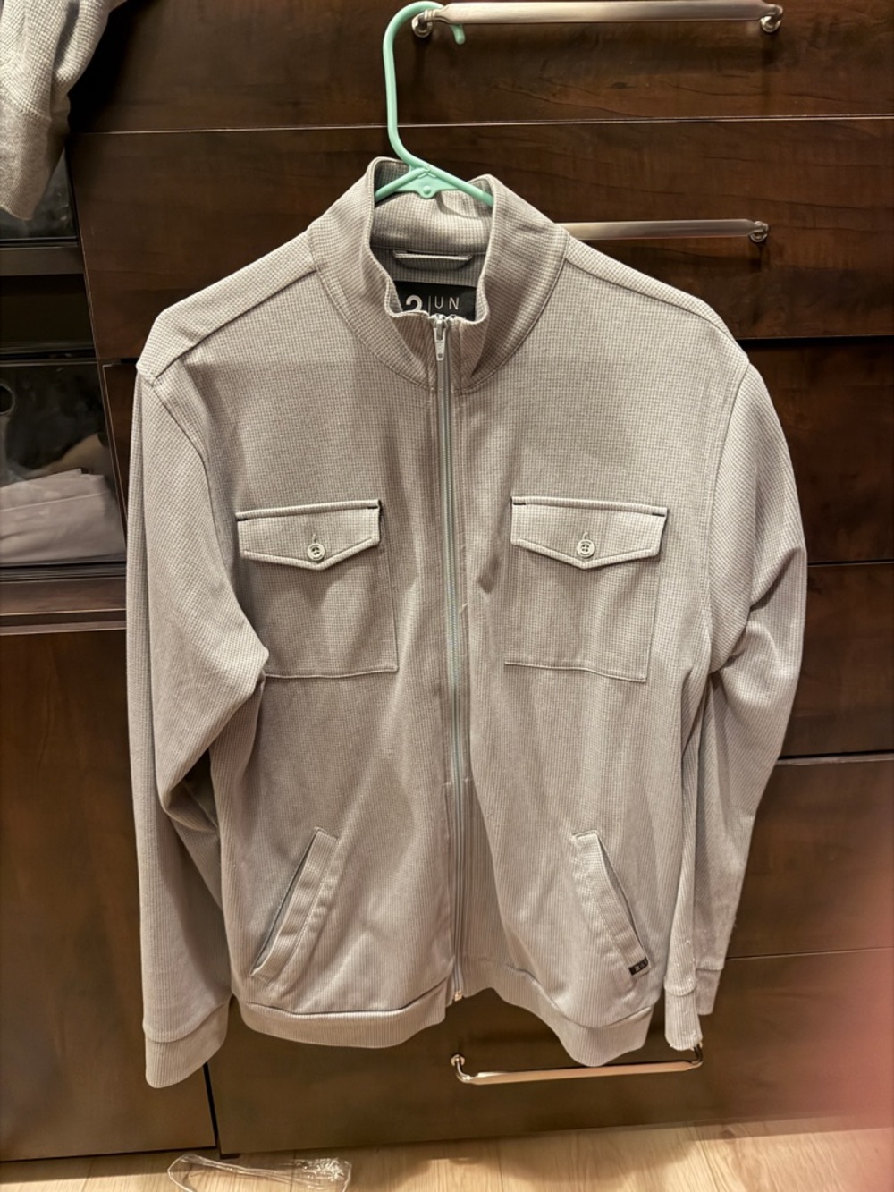 Men's Light Gray Full-Zip Casual Jacket